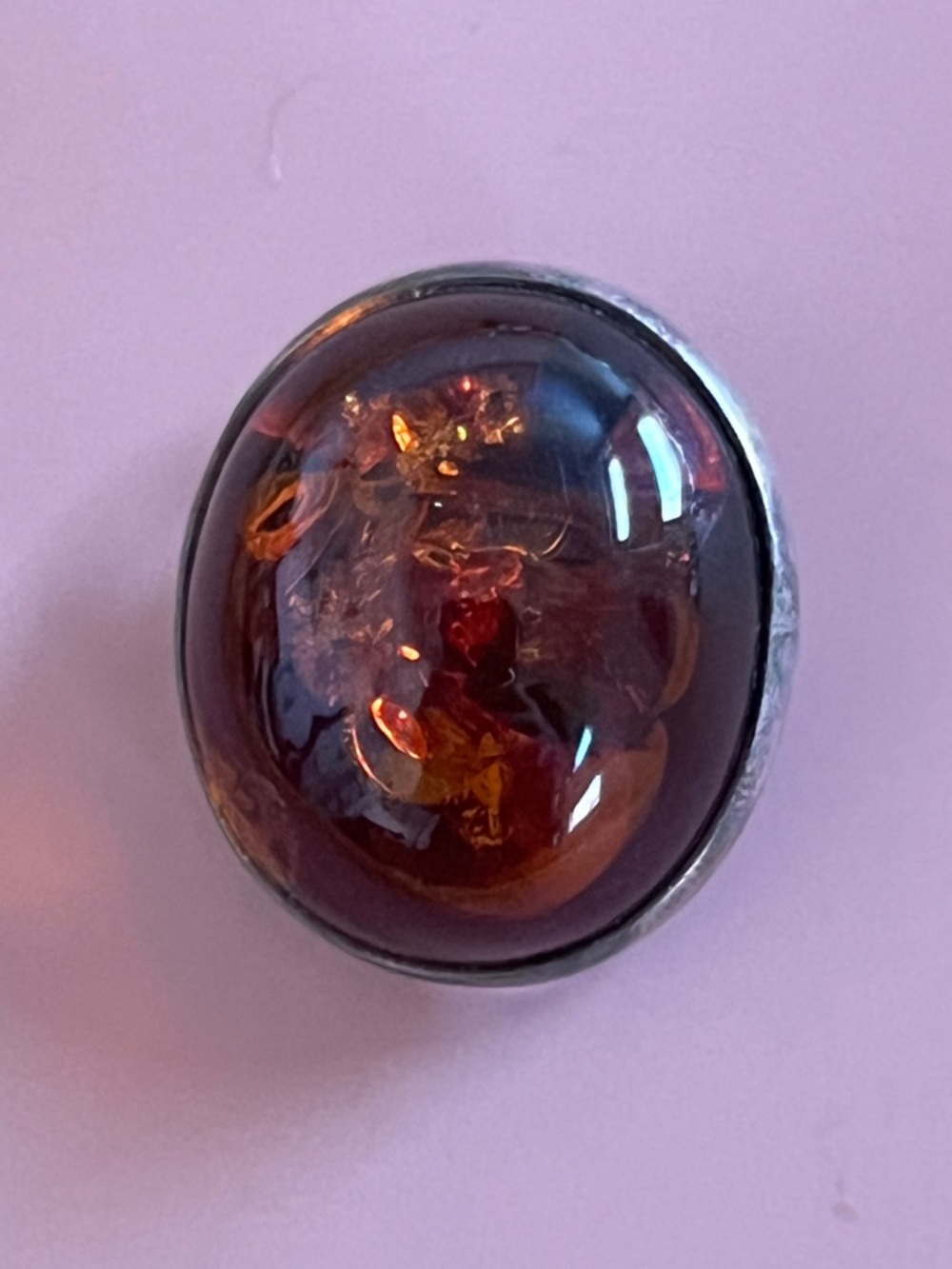 Amber Dome Statement pendant necklace  - Deep Honey Amber